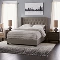 Diamond Tufted Wingback Bed in Grey