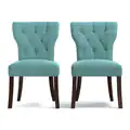 Gracewood Hollow Hurston Deep Turquoise Blue Velvet Upholstered Armless Dining Chairs (Set of 2)