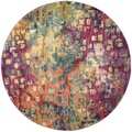 Safavieh Monaco Abstract Watercolor Pink/ Multi Distressed Rug (5' Round)