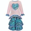 AnnLoren Girls' Pink and Blue Heart Tunic and Pant Set