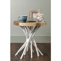 East At Main's Joeslin White Teakwood Round Accent Table
