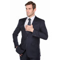 Verno Men's Dark Navy Wool Slim-fit Italian 2-piece Suit