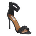 Cape Robbin Women's FG22 Black Denim Fringed Ankle-cuff High-heel Sandals