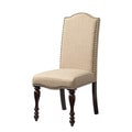 McGregor Flax Linen-look and Brown Wood Upholstered Dining Chairs (Set of 2)