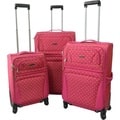 Karriage-Mate Pink/Green Polka Dot Expandable Spinner Luggage (Set of 3)