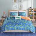 Mi Zone Kids Later Alligator Navy Printed Quilted 4-piece Coverlet Set
