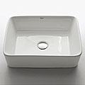 KRAUS Rectangular Ceramic Vessel Bathroom Sink in White with Pop-Up Drain in Chrome