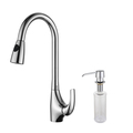 KRAUS Single-Handle High Arch Kitchen Faucet with Pull Down Dual-Function Sprayer and Soap Dispenser in Chrome