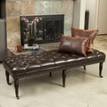 Hastings Brown Tufted Bonded Leather Ottoman Bench by Christopher Knight Home
