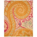 Hand-tufted Wool Orange Transitional Floral Paisley Rug (5' x 8')