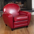 Oversized Ruby Red Leather Club Chair by Christopher Knight Home