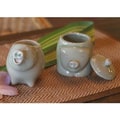 Handmade Set of 2 Ceramic 'Piggy Cheer' Sugar Bowl and Creamer (Thailand)
