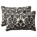 Pillow Perfect UV-Resistant Outdoor Black/Beige Damask Toss Pillows (Set of Two)
