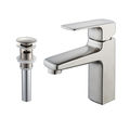 KRAUS Virtus Single Hole Single-Handle Vessel Bathroom Faucet with Matching Pop-Up Drain and Overflow in Brushed Nickel