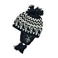 Leisureland Women's Hand-crocheted Black Geometric Beanie Hat