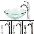 KRAUS Glass Vessel Sink with Riviera Faucet in Chrome
