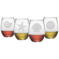 Seashore Collection Stemless Wine Glasses (Set of 4)
