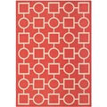 Safavieh Indoor/ Outdoor Courtyard Squares-and-circles Red/ Bone Rug (5'3" x 7'7")