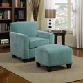 Handy Living Park Avenue Turquoise Blue Velvet Arm Chair and Ottoman