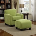 Handy Living Park Avenue Spring Green Velvet Arm Chair and Ottoman