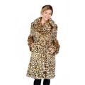 Excelled Women's Double Breasted Animal Print Trench