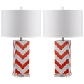 Safavieh Lighting 27-inch Orange Chevron Stripe Table Lamp (Set of 2)
