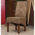 International Caravan 'Lambada' Woven Hyacinth Dining Chairs with Mahogany Hardwood Frame (Set of 2)