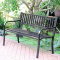 50 inch Long Strap Curved Back Steel Park Bench