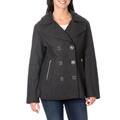 EXcelled Ladies Wool Fashion Peacoat with Silver Accented Zipper Pockets