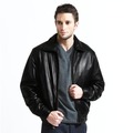 Tanners Avenue Black Glove Leather Bomber Jacket with Zip-out Liner
