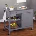 Simple Living Columbus Grey Kitchen Cart with Stainless Steel Top
