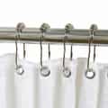 Hotel Quality White Fabric Shower Curtain Liner and Hook Set