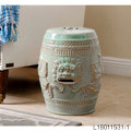 Abbyson Chinese Lion Antique Teal Green Ceramic Garden Stool