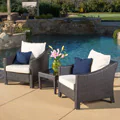 Outdoor Antibes 3-piece Wicker Conversation Set with Cushions