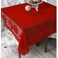 Tablecloth Grega Design Brazilian Lace 59x59 Inches Red Color 100 Percent Polyester