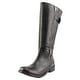 Two Lips Krave Widecalf Women  Round Toe Leather Black Knee High Boot