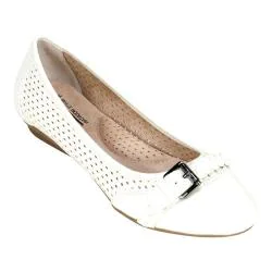 Women's Cliffs by White Mountain Jelly Ballet Flat White Smooth Synthetic