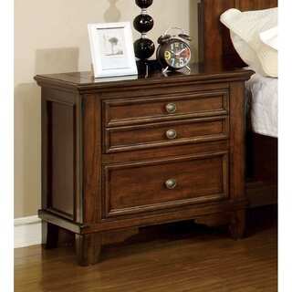 Furniture of America Trimea Cherry 2-Drawer Nightstand with Built-in USB Outlet