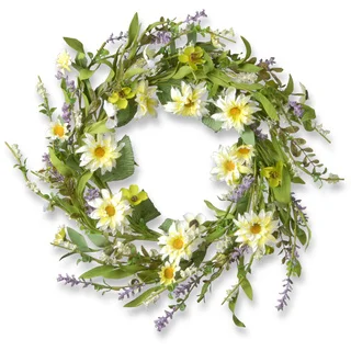 20-inch Floral Wreath with Daisy-Yellow