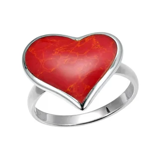 Heart of Compassion Stone Inlay Sterling Silver Ring (Thailand)