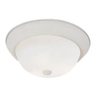 Cambridge Antique White Finish 2-light Flush Mount with Frosted Shade