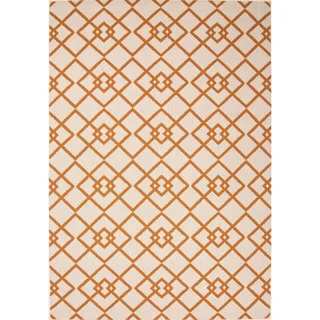 Jaipur Living Indoor-Outdoor Bloom Orange/Ivory Geometric Rug (5'3 x 7'6)