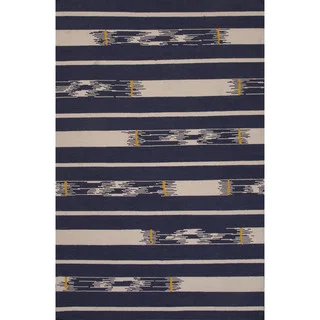 Flatweave Tribal Pattern Blue/ Ivory Area Rug (5' x 8')