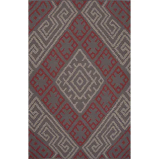 Flatweave Argyle Pattern Pink/ Red Area Rug (2' x 3')
