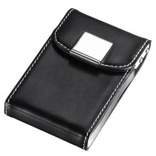 Visol Pristine Black Leather Business Card Case