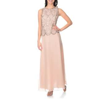 J Laxmi Women's Blush/ Mercury Mock 2-piece Gown