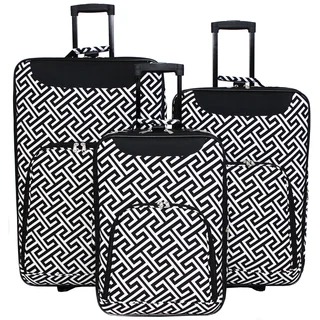 World Traveler Vogue Geometric Expandable 3-Piece Rolling Upright Luggage Set
