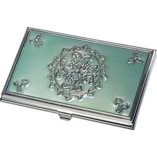 Visol Ivy Light Green With Embedded Crystals Business Card Case