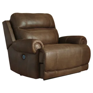 Signature Design by Ashley Austere Brown Zero Wall Power Wide Recliner