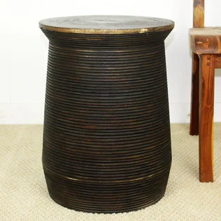 Groovy Mocha Oil Sustainable Mango Wood Round Table Pot (Thailand)